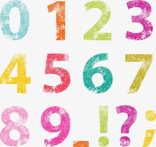 彩色手绘粉笔字免抠字体元素