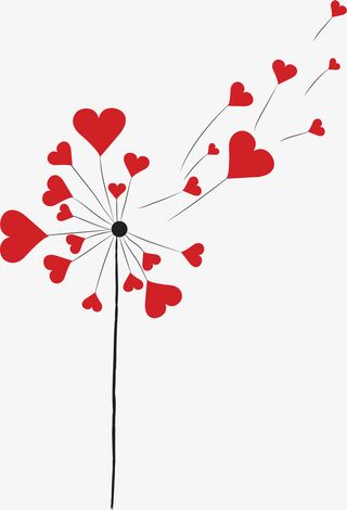 红色情人节爱心蒲公英免抠