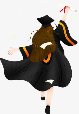 唯美青春文艺毕业季女生背影免抠