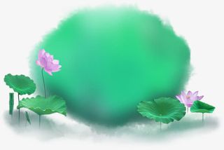 绿色中国风荷花边框纹理免抠