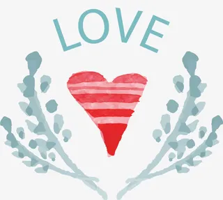 矢量手绘水彩结婚素材love免抠