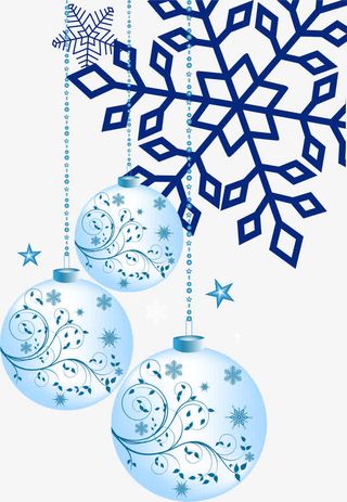 圣诞节蓝色圣诞球免抠