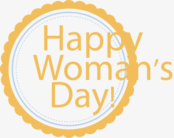 妇女节快乐花边标签免抠