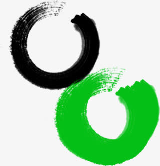 绿叶墨迹圆环素材免抠
