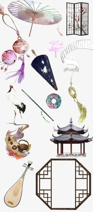 手绘中国风素材免抠