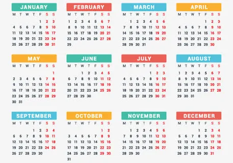 2016彩色年历免抠