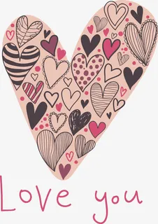 浪漫卡通手绘爱心免抠