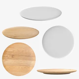 白棕色木质波纹圆木盘实物免抠