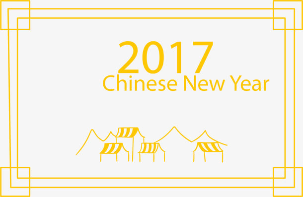 金黄色复古边框免抠