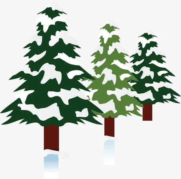 积雪圣诞树松树矢量图免抠