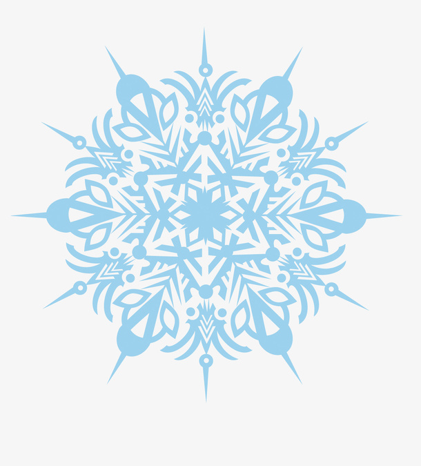 手绘复杂淡蓝色雪花底纹免抠