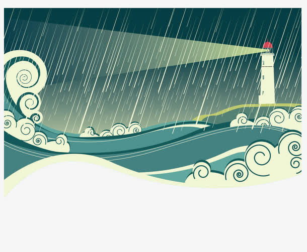 装饰插图洪灾海啸暴雨天气免抠