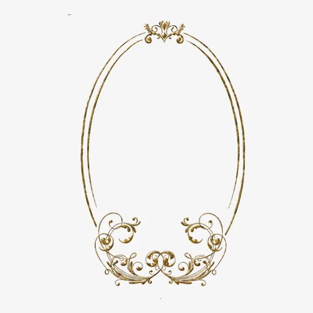 欧式复古花纹椭圆形边框免抠
