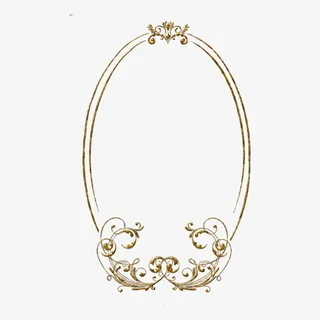 欧式复古花纹椭圆形边框免抠