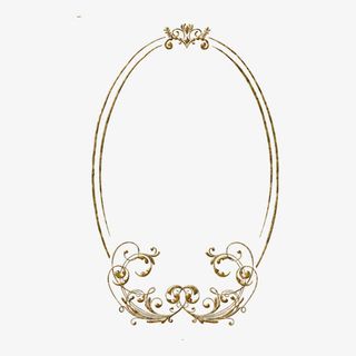 欧式复古花纹椭圆形边框免抠