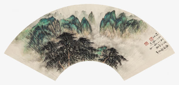 扇子扇面免抠