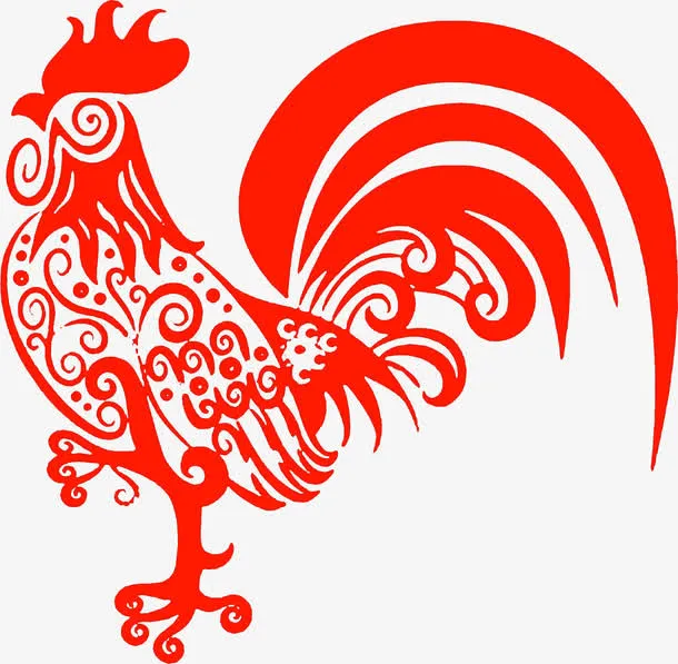 剪纸鸡年高清免扣素材免抠