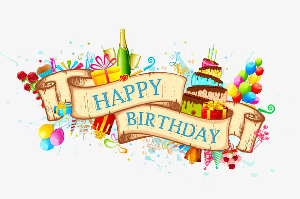 精美彩带生日背景矢量素材免抠