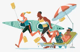 手绘冲浪人物免抠