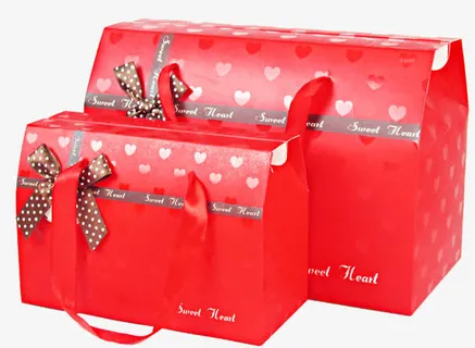 大小号红色礼品盒免抠