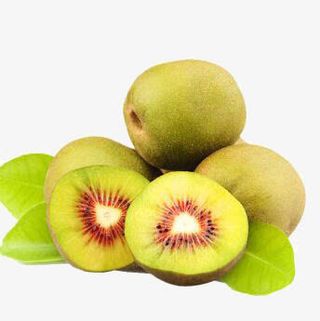 绿叶上的红心猕猴桃免抠