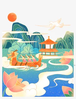 端午节赛龙舟插画免抠
