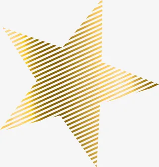 金色简约线条五角星免抠