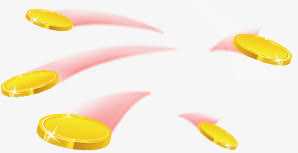 黄色卡通飞舞金币免抠