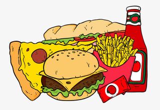 番茄酱手绘彩色快餐免抠