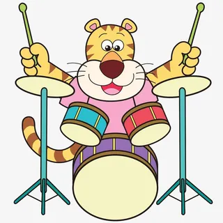 打架子鼓的小老虎免抠