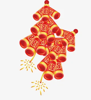 年货节新年爆竹图案透明底背景png素材免抠
