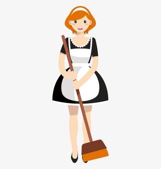 手绘卡通人物清洁员保洁员免抠