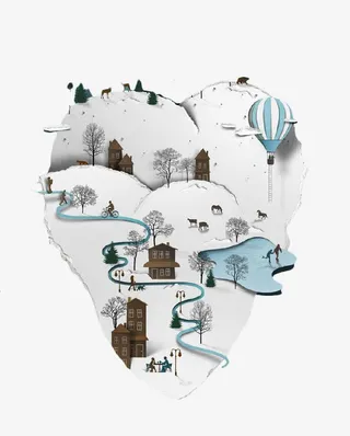 卡通雪景远景免抠