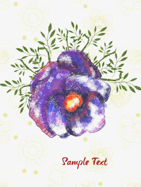 彩色素描花朵免抠