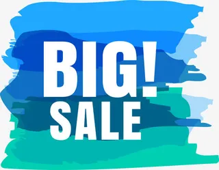 蓝色水彩渐变标签免抠