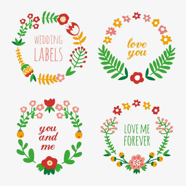 手绘婚礼花环免抠