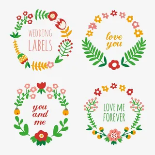 手绘婚礼花环免抠