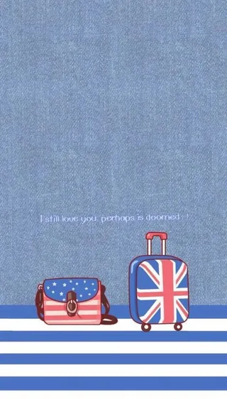 蓝色美国旗帜图案行李箱H5背景高清