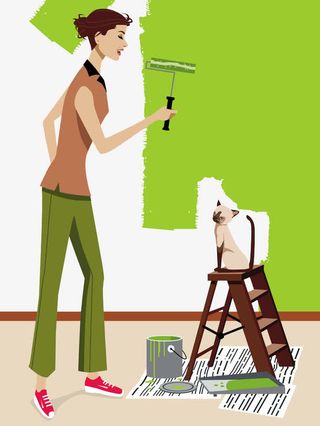 刷漆的女士免抠