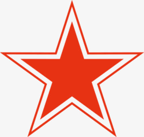 红白单色手绘五角星装饰免抠