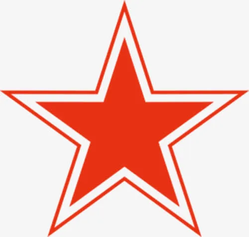 红白单色手绘五角星装饰免抠