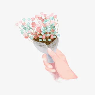 手绘卡通手握满天星免抠