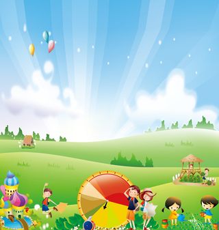 春天树木 花园 草地海报背景素材高清