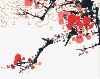 中国风梅花中医院简介展板免抠