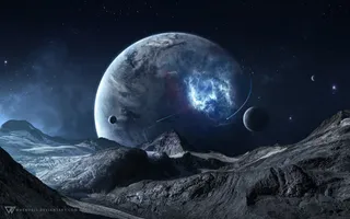 荒芜星球宇宙地球黑色海报背景免抠