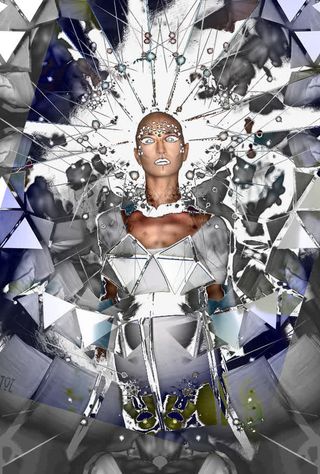 三角碎片背景人物图案