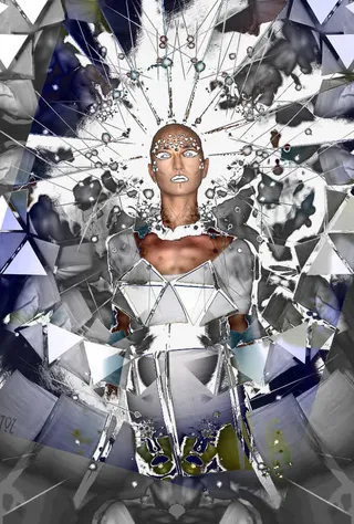 三角碎片背景人物图案