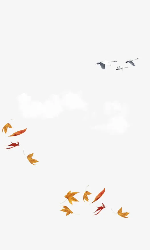 手绘秋季落叶免抠