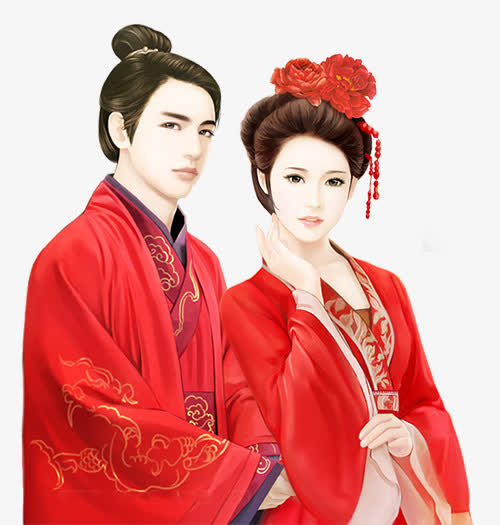 彩绘立绘古风爱情新娘新郎结婚免抠