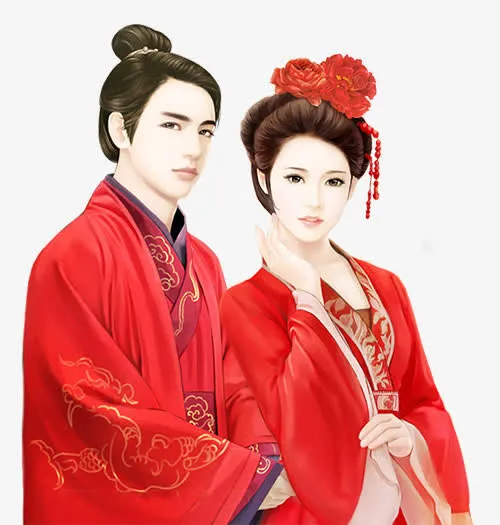彩绘立绘古风爱情新娘新郎结婚免抠